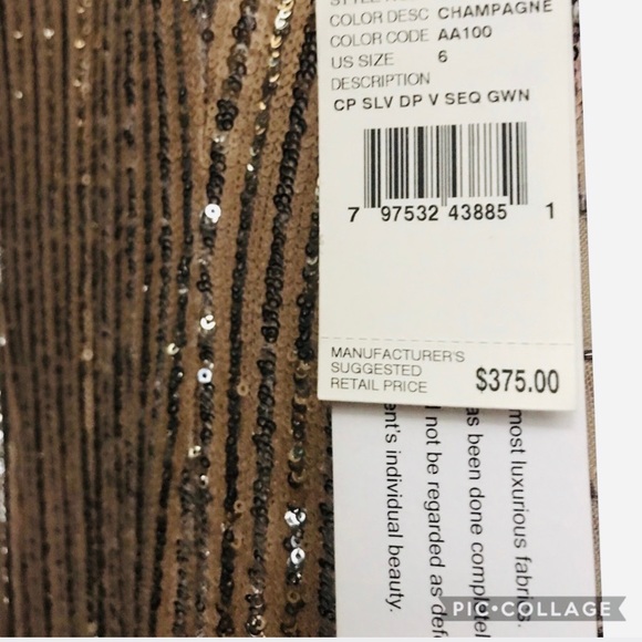 Aidan Mattox long Champaign sequence dress - Picture 4 of 4